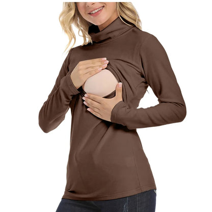 Autumn Winter Maternity Clothes Turtleneck Warm Long Sleeve
