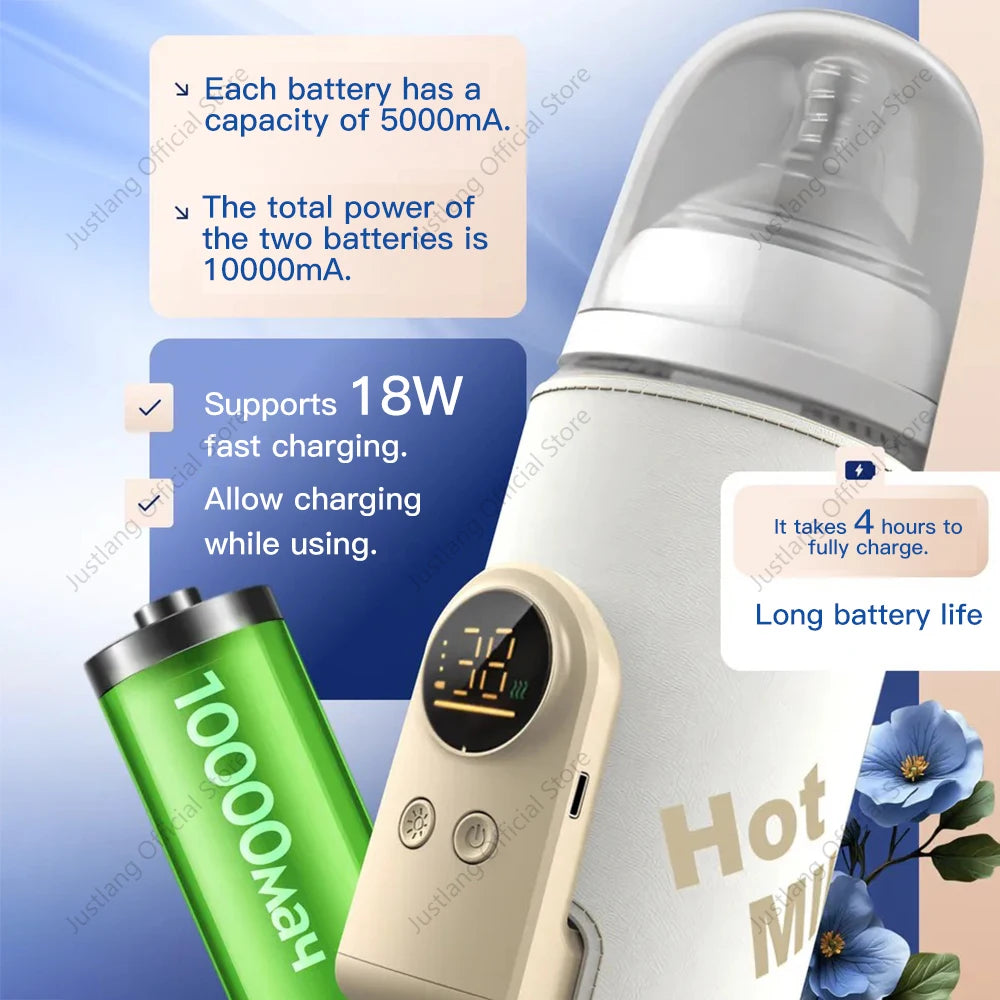 JUSTLANG 10000mAh Baby Bottle Warmer 5 Heat