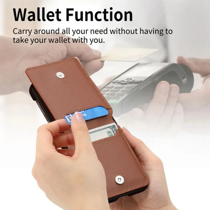 multifunction Card Slot Lychee leather Phone Case for Samsung Z Flip 6 5 4 3