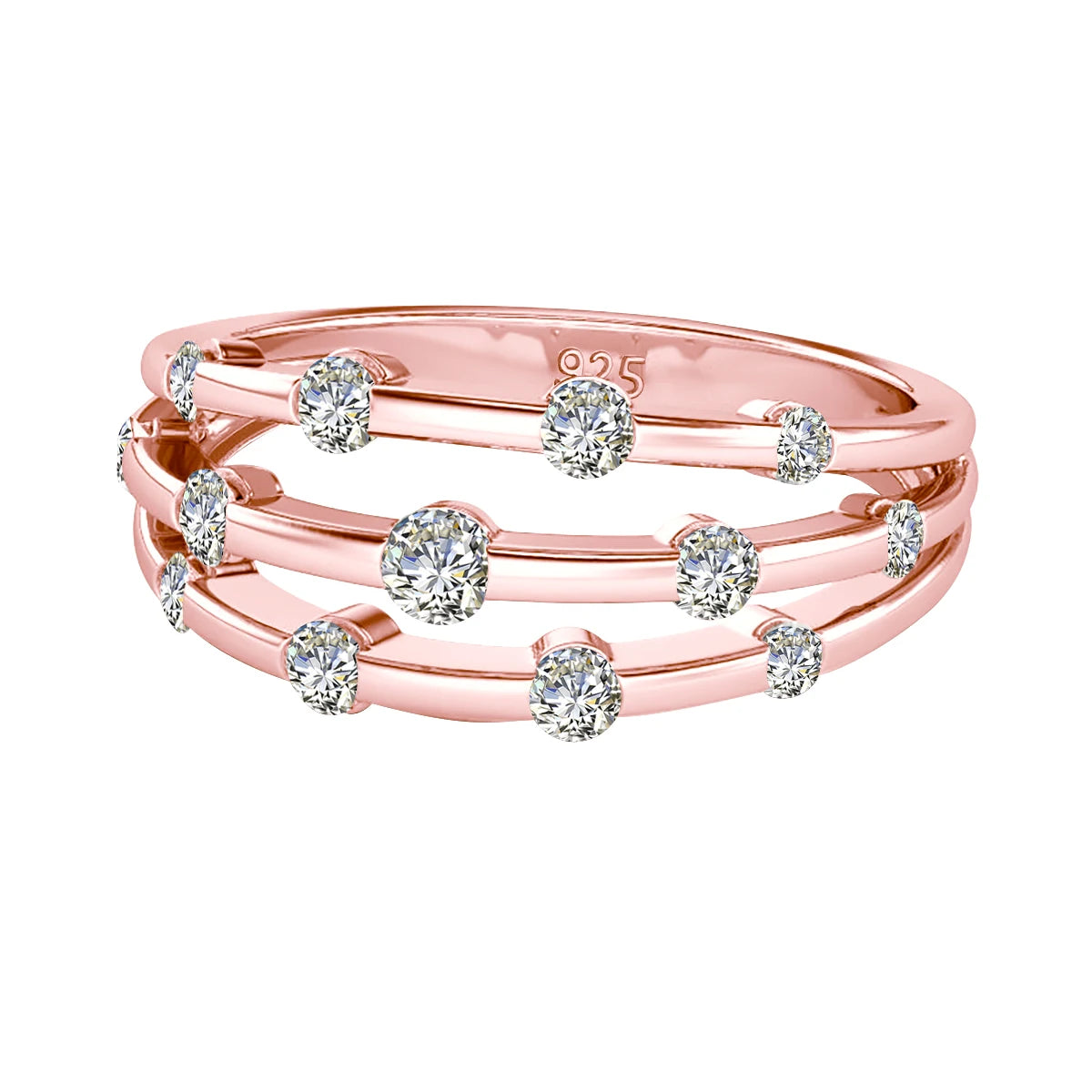 Certificated Moissanite Rings For Women Solid 925 Sterling Silver Eternity