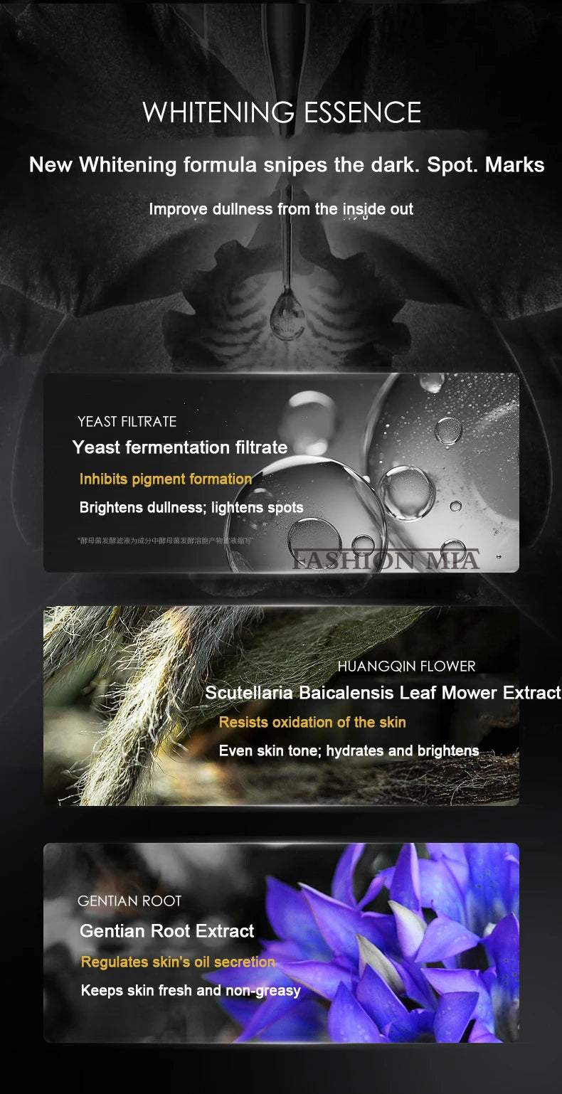 Sérum facial coreano em pó liofilizado com niacinamida e levedura, Pro-Xylane, hidrata, rejuvenesce e remove a melanina.