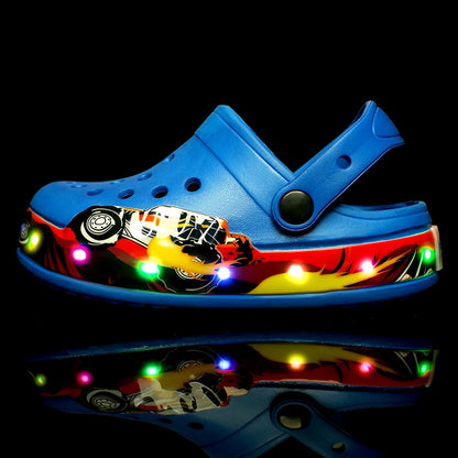 Summer Children Hole Sandals LED Lighted Flashing Light Shoes Boys Girls