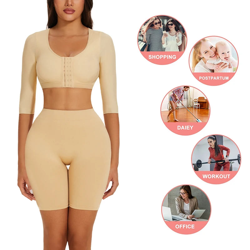 Shaper Tops for Women Flabby Arms Compression Post Surgery Front Closure Bra Cropped