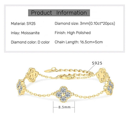 18k Gold Plated 925 Silver 3mm Moissanite Necklace Earrings Bracelet Sets 3 In 1