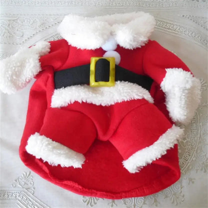 Funny Cat Costume For Christmas Festival Cute Santa Claus Cosplay Pet Jumpsuit