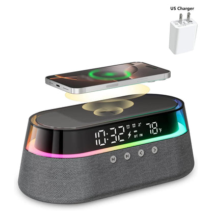 6-in-1 Smart Alarm Clock - 15W Wireless Charger, Bluetooth Speaker....