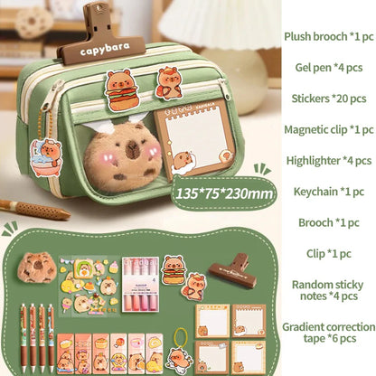 Capybara Stationery Set Students Large-Capacity Pen Pouch Creative