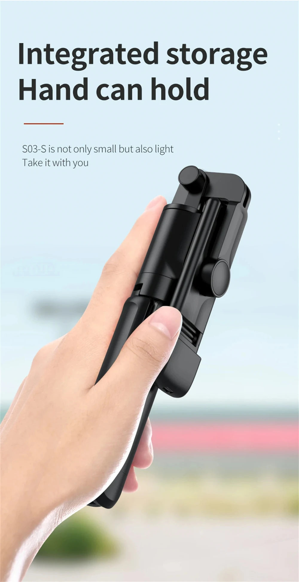 Trípode extensible 3 en 1 con Bluetooth, palo selfi con control remoto y luz de relleno portátil y plegable