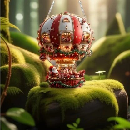 1Pcs Christmas Hot Air Balloon Santa Acrylic Hanging for Christmas New Year Party