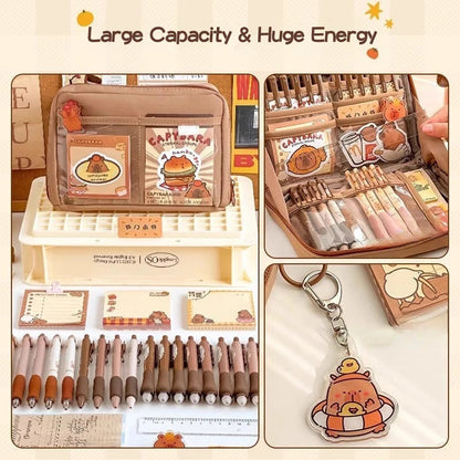 Capybara Stationery Set Students Large-Capacity Pen Pouch Creative