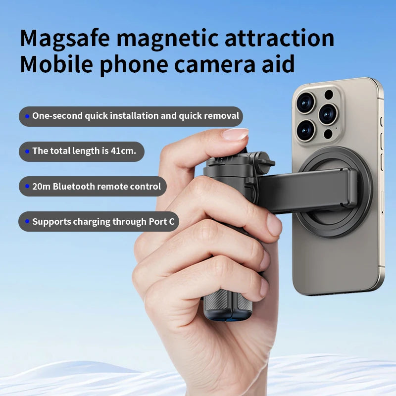Magnetic Phone Holder 360° Rotation Pocket Selfie Stick With Bluetooth Remote