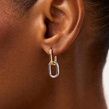 DPLAOPA 925 Sterling Silver Gold Two Irregular Circle Piercing Hoop Earrings
