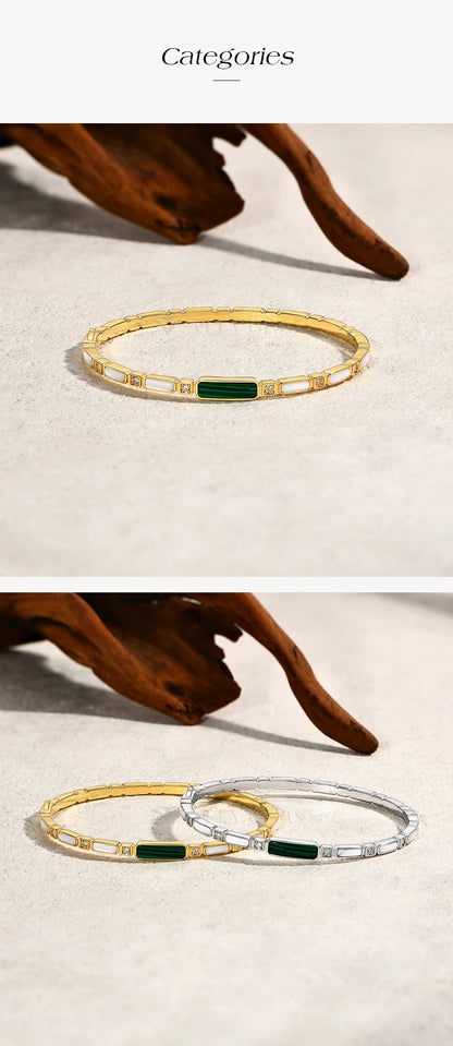 ATTAGEMS Luxury Synthetic Malachite Moissanite Bracelet 2025