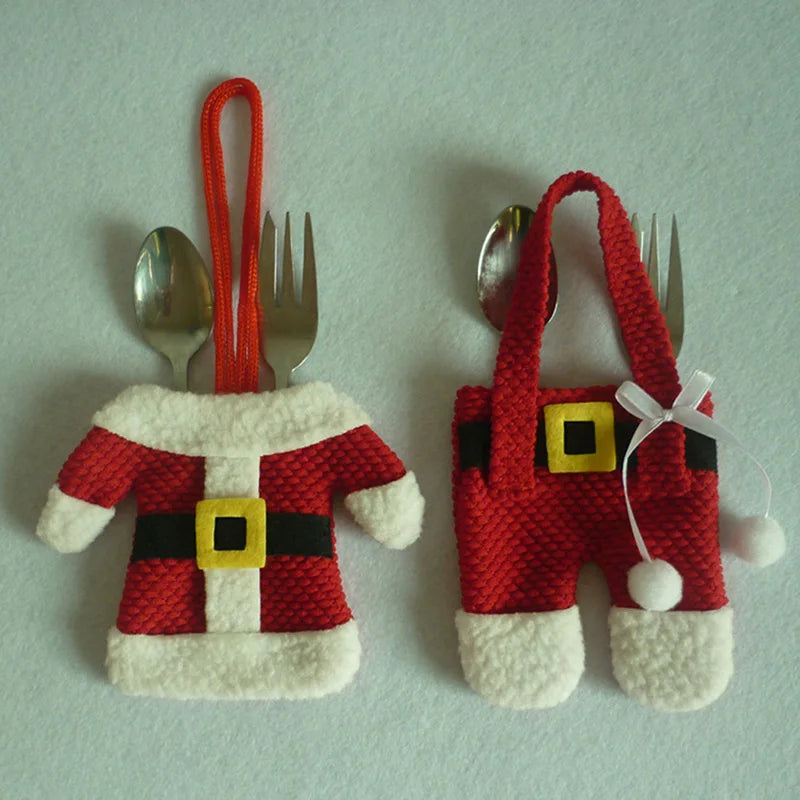 6pcs Christmas Table Decor Silverware Cutlery Tableware