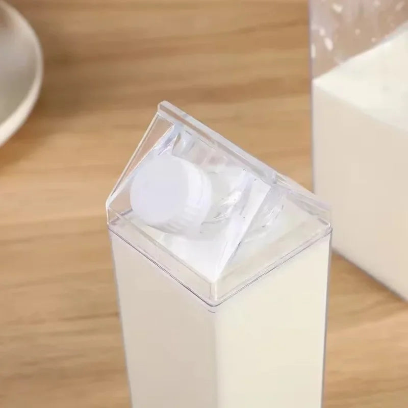 Vaso de agua con diseño de caja de leche transparente súper caliente de 500/1000 ml, estilo coreano