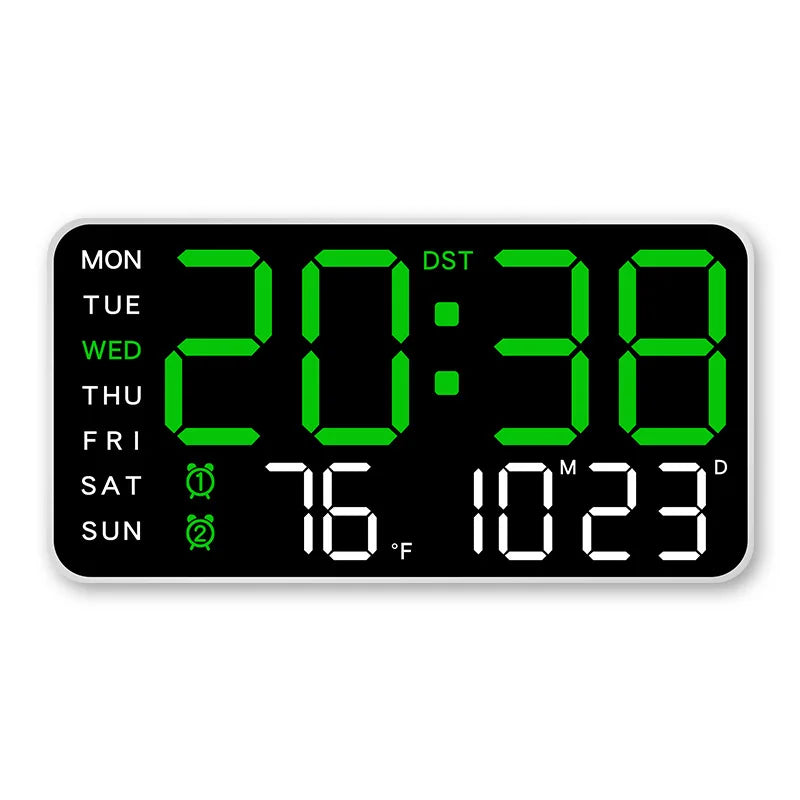 Large Digital Wall Clock Temp Date Week Display Remote Control USB