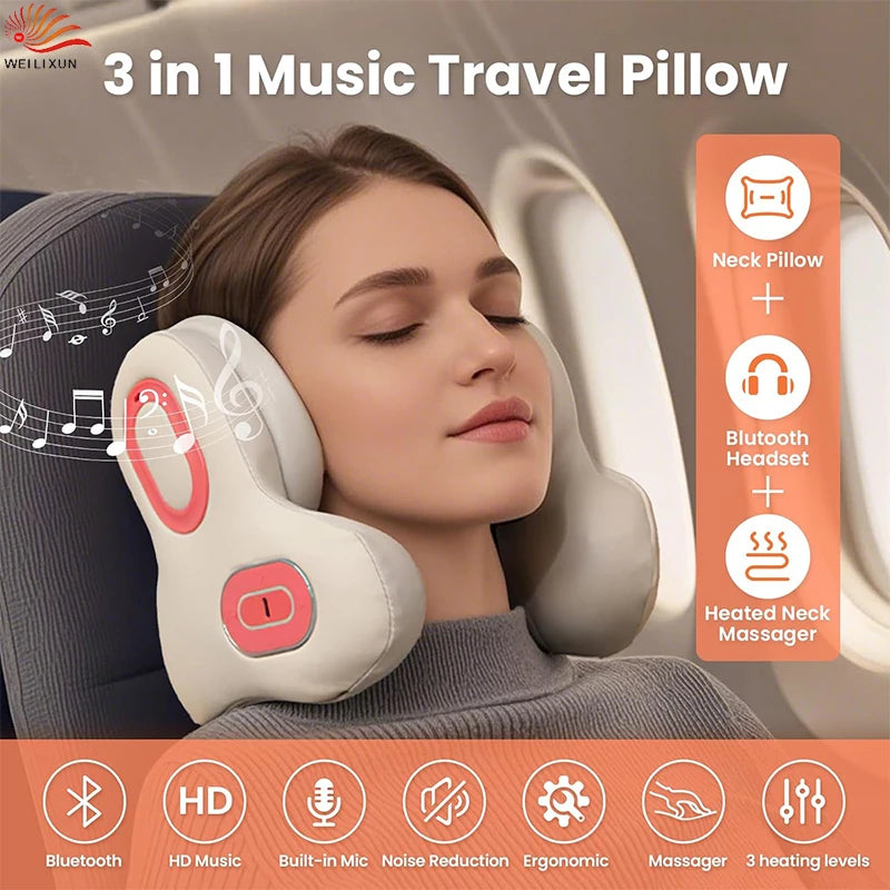 Neck Massager and Heat, U-Shape Memory Foam Airplane Pillows
