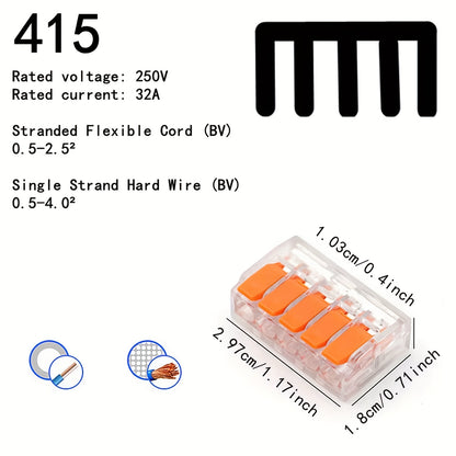 75/80/90pcs Orange Quick-Connect Electrical Terminal Blocks - 250V/32A