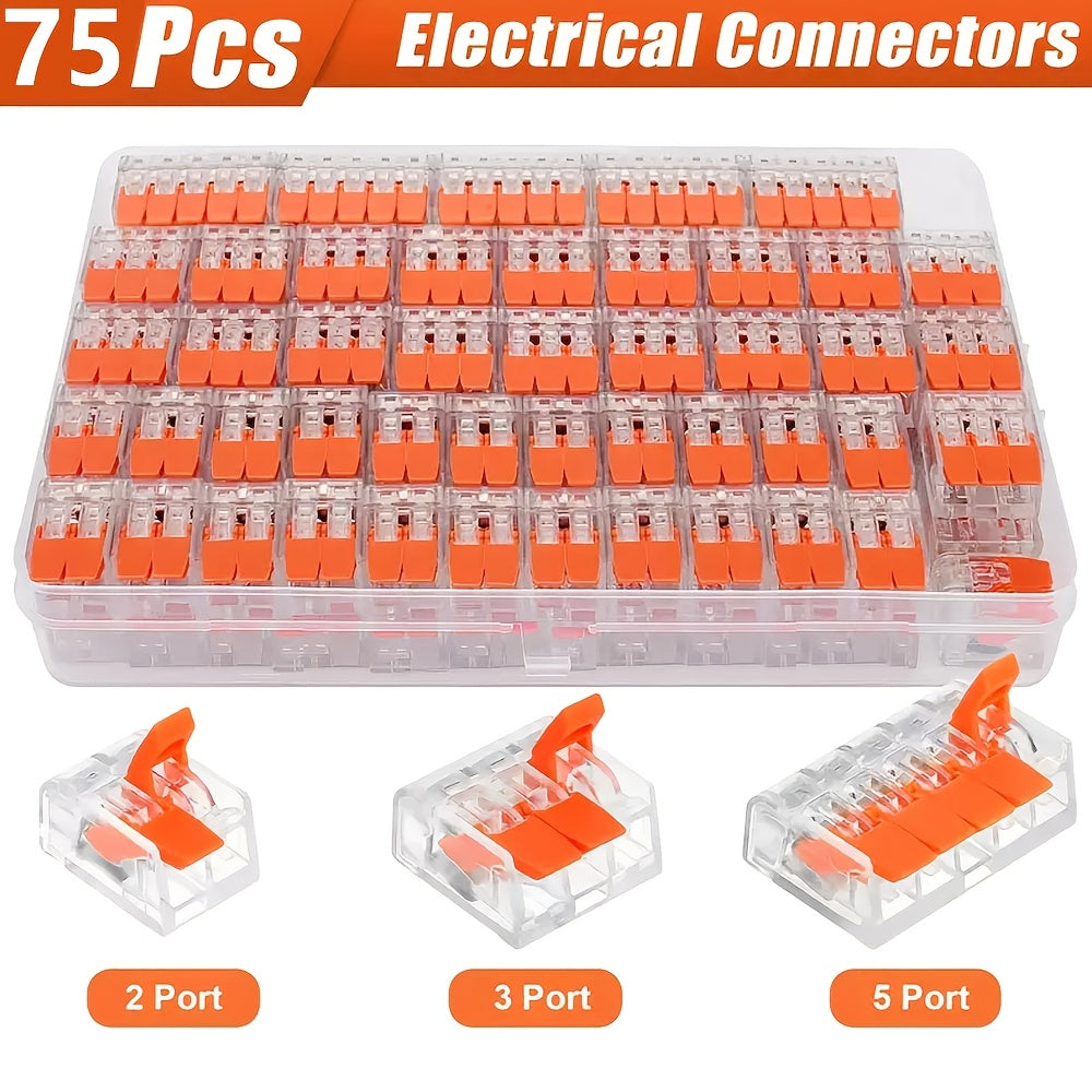 75/80/90pcs Orange Quick-Connect Electrical Terminal Blocks - 250V/32A