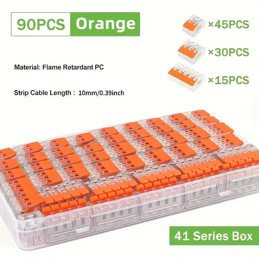 90pcs electrical quick connectors, lever wire connectors combination kit