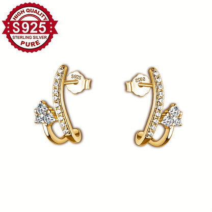Pair, S925 Silver, Long and Short Line Earrings, Retro Sweet Elegant Ear Ornaments