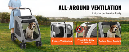 VEVOR 160lbs Pet Stroller: Adventure Awaits for Your Furry Friends!