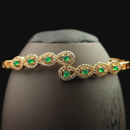 1pc 925 Silver Inlaid Natural Stone Grade A Ice Seed Full Green Women's Jewelry