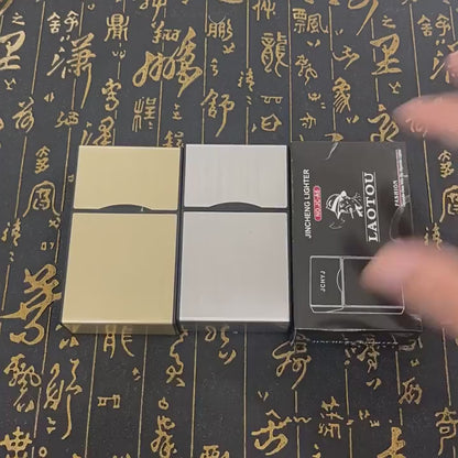 Estuche de cigarrillos 2 en 1, 20 cigarrillos, recargable por USB, electrónico, portátil, a prueba de viento