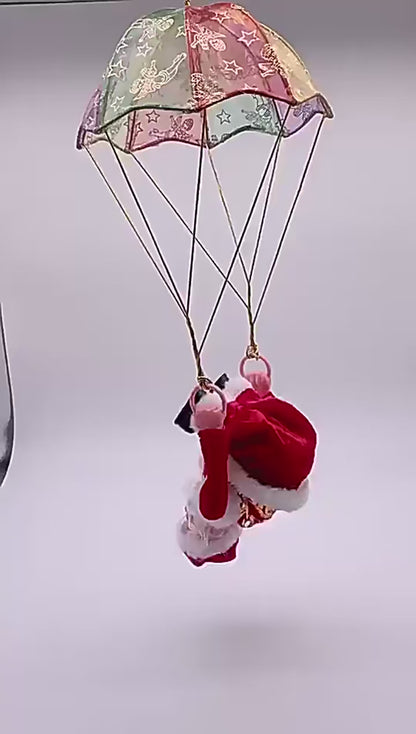 Electric Dancing Santa Claus Christmas Tree Decor Hanging Parachute Somersault
