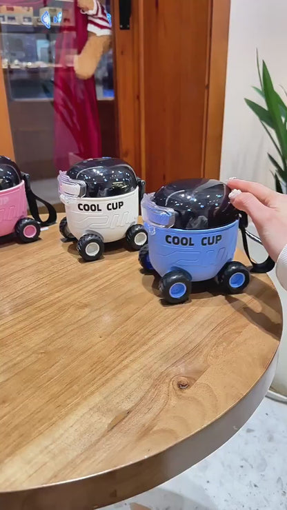 550ml Cute Portable Water Bottle with Handle Kid Car Straw Water Cup Bus