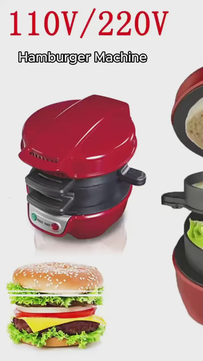 Torradeira portátil para hambúrguer, sanduíche, omelete e pequeno-almoço.