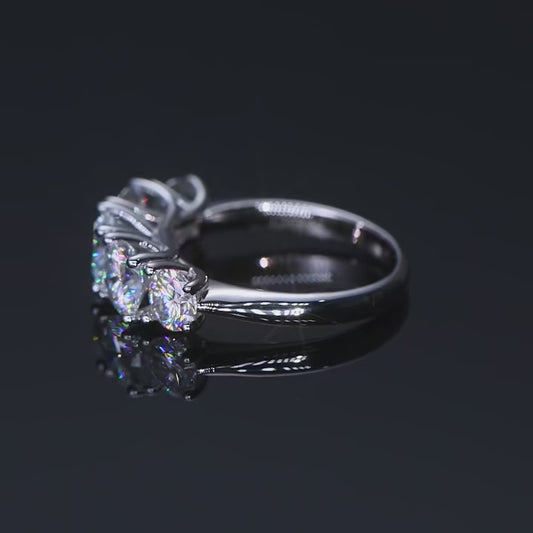 IOGOU Luxury 3.6CTTW All Moissanite Wedding Ring 5 Stone Sparkling Diamond