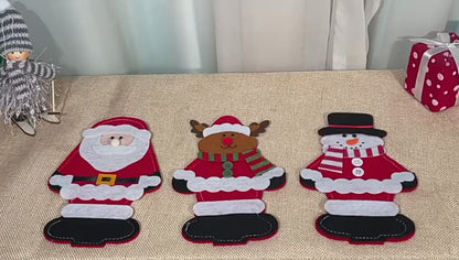 Christmas Elder Snowman Elk Doll Knife And Fork Cutlery Set Cloth