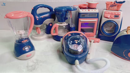 Mini Household Appliances Kitchen Toys, Pretend Play Set with Coffee Maker Blender